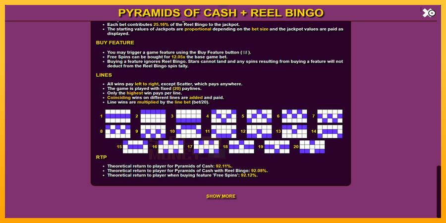 Pyramids of Cash with Reel Bingo játékgép pénzért, kép 6