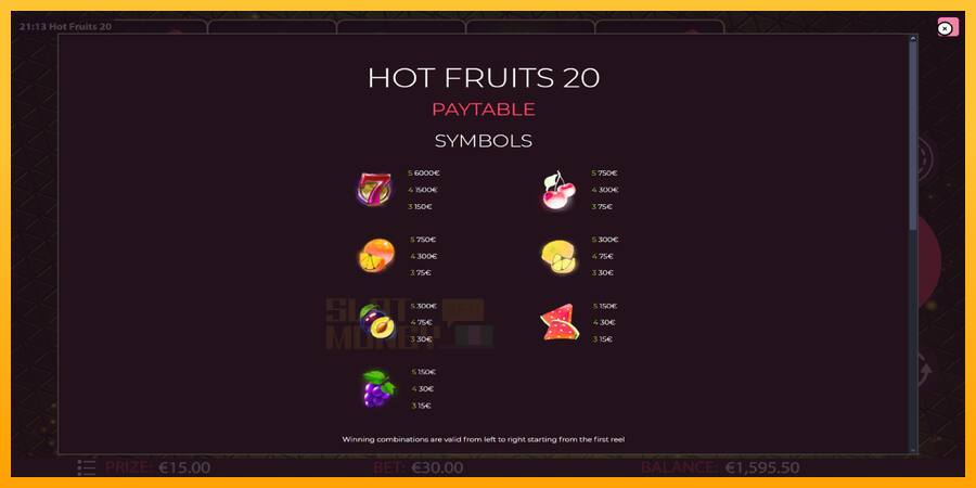 Hot Fruits 20 játékgép pénzért, kép 5