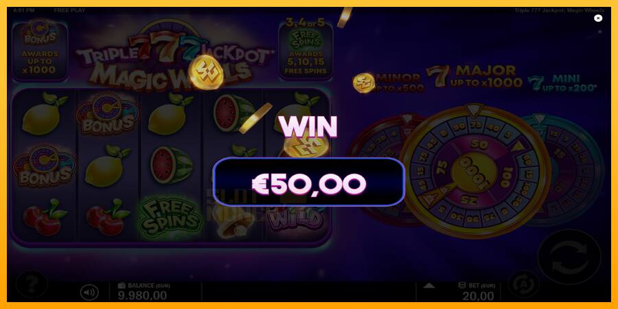 Triple 777 Jackpot Magic Wheels játékgép pénzért, kép 3