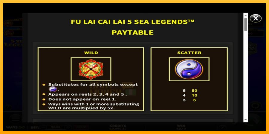 Fu Lai Cai Lai 5 Sea Legends játékgép pénzért, kép 5