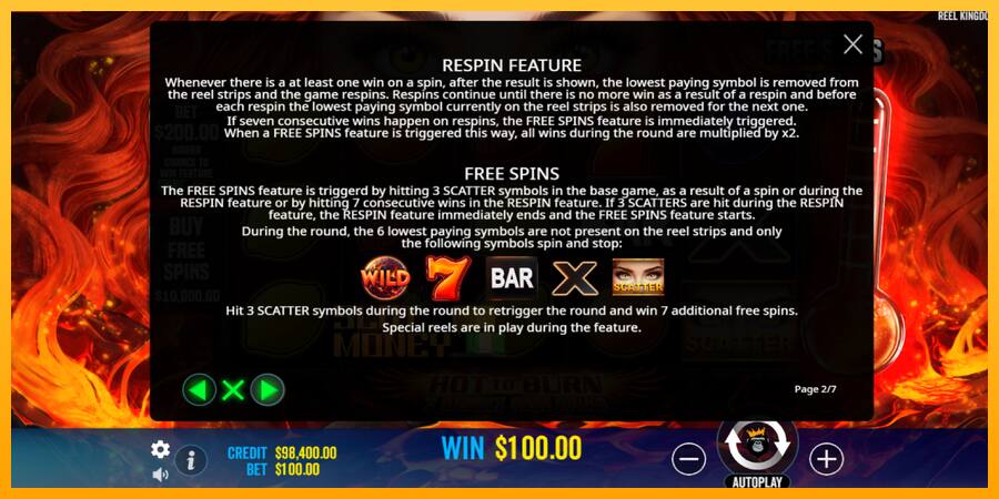 Hot to Burn - 7 Deadly Free Spins játékgép pénzért, kép 6