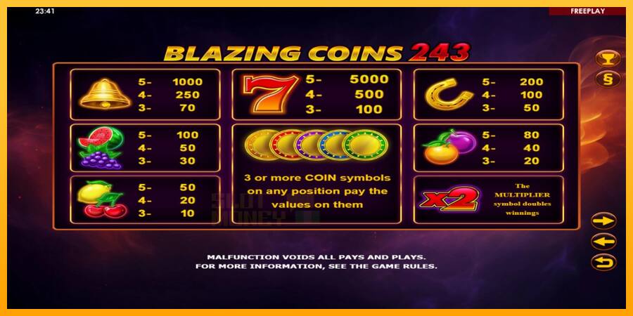 Blazing Coins 243 játékgép pénzért, kép 4