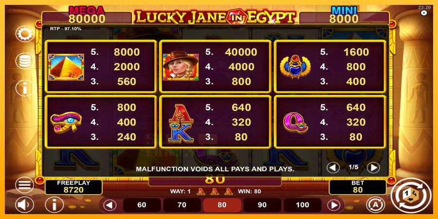 Lucky Jane in Egypt Hold & Win játékgép pénzért, kép 5