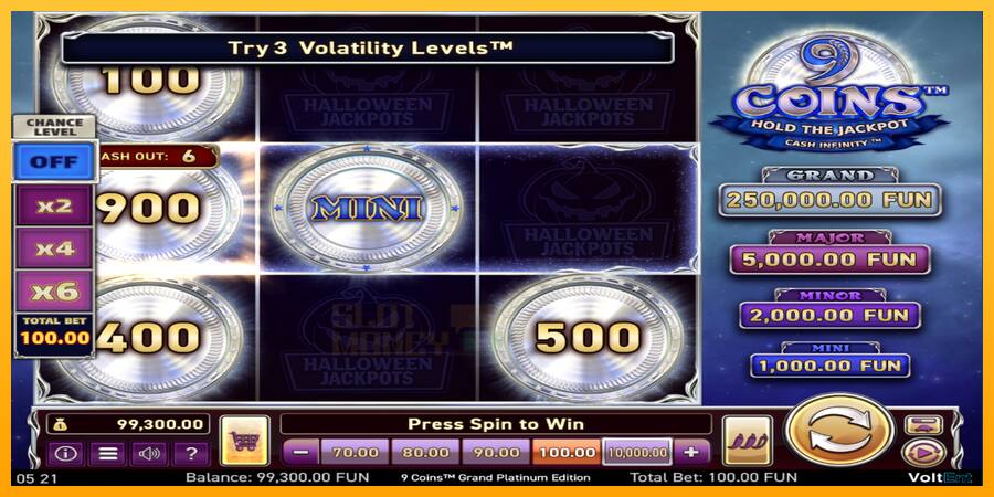 9 Coins Grand Platinum Edition Halloween Jackpot játékgép pénzért, kép 2