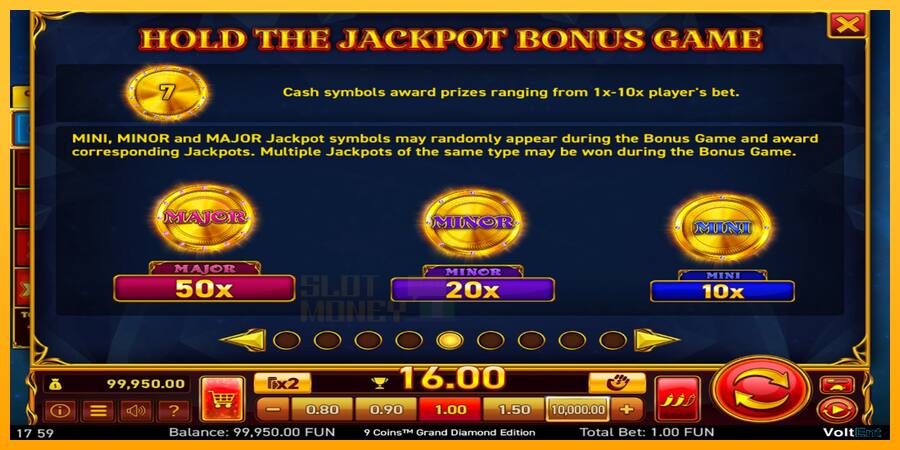 9 Coins Grand Diamond Edition Halloween Jackpots játékgép pénzért, kép 5