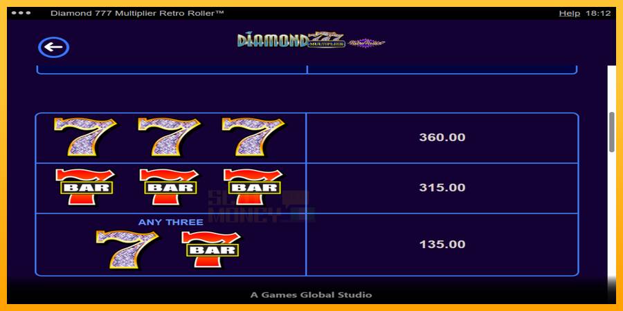 Diamond 777 Multiplier Retro Roller játékgép pénzért, kép 6