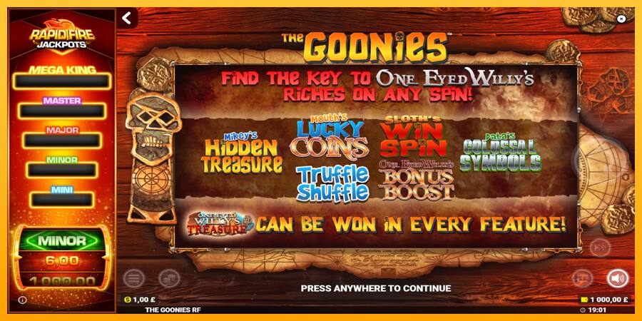 The Goonies Deluxe Rapid Fire Jackpots játékgép pénzért, kép 1