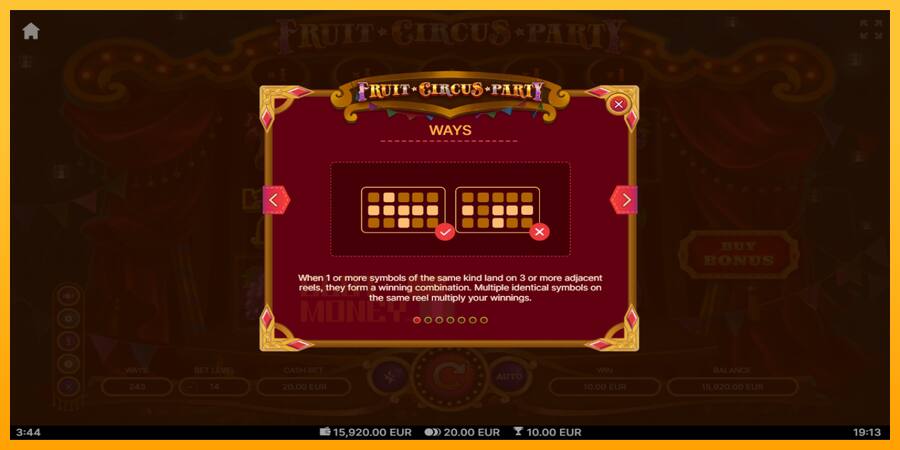 Fruit Circus Party játékgép pénzért, kép 5