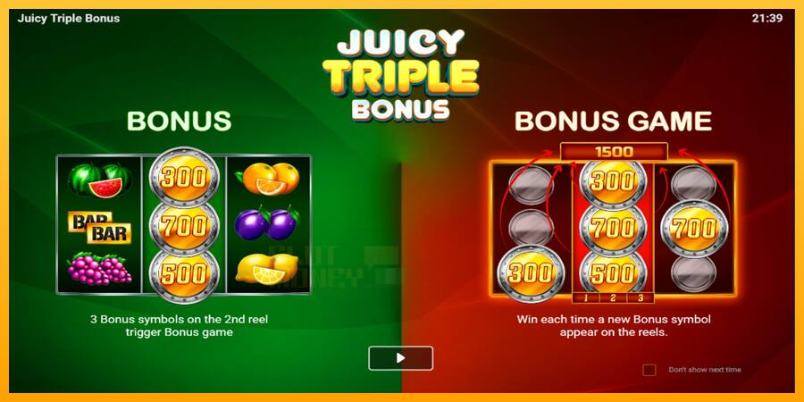 Juicy Triple Bonus játékgép pénzért, kép 1