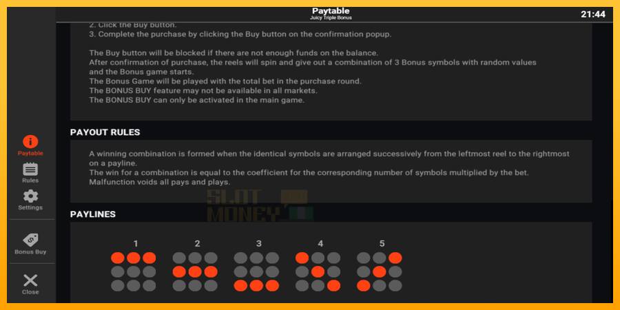 Juicy Triple Bonus játékgép pénzért, kép 6