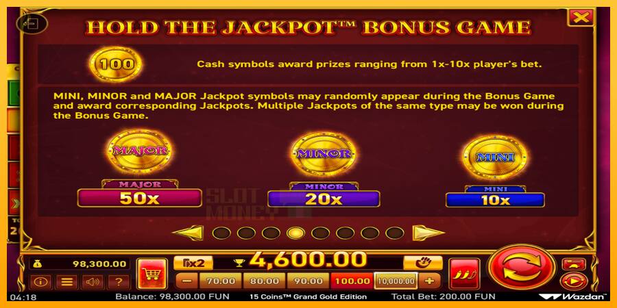 15 Coins Grand Gold Edition Score The Jackpot játékgép pénzért, kép 6