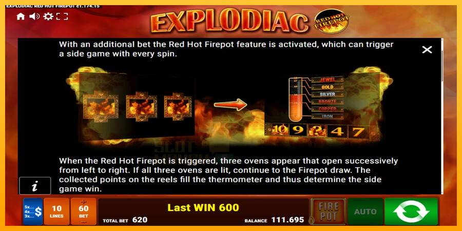 Explodiac Red Hot Firepot játékgép pénzért, kép 7