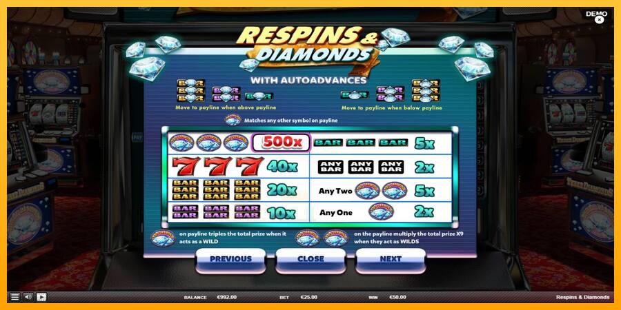 Respins Diamonds játékgép pénzért, kép 5