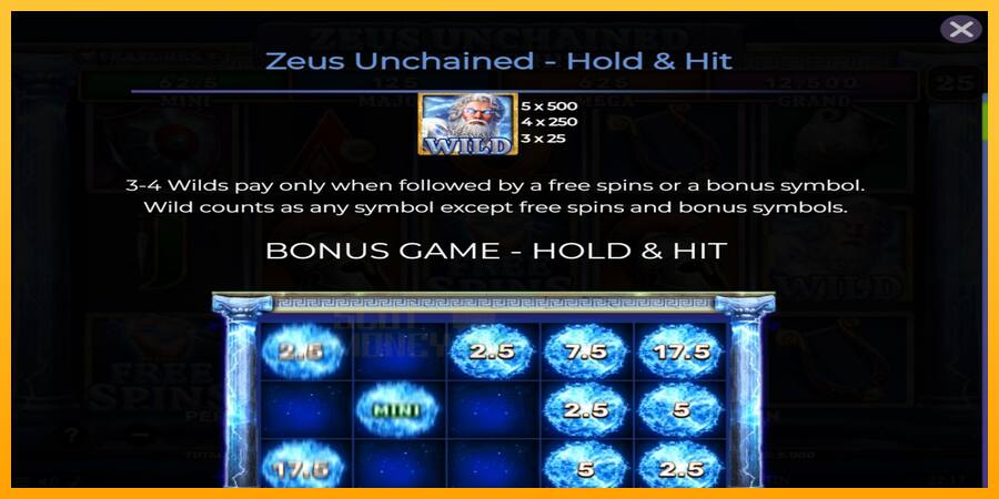 Zeus Unchained - Hold & Hit játékgép pénzért, kép 4