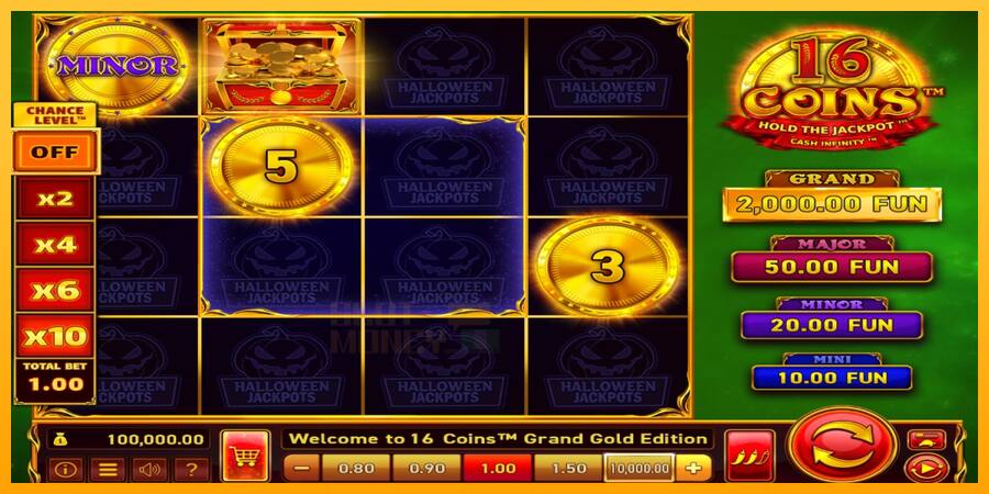 16 Coins Grand Gold Edition Halloween Jackpots játékgép pénzért, kép 1