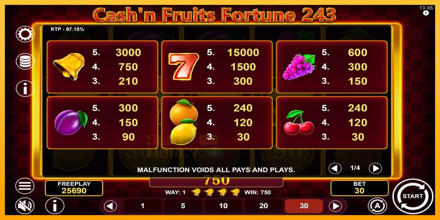 Cashn Fruits Fortune 243 játékgép pénzért, kép 6