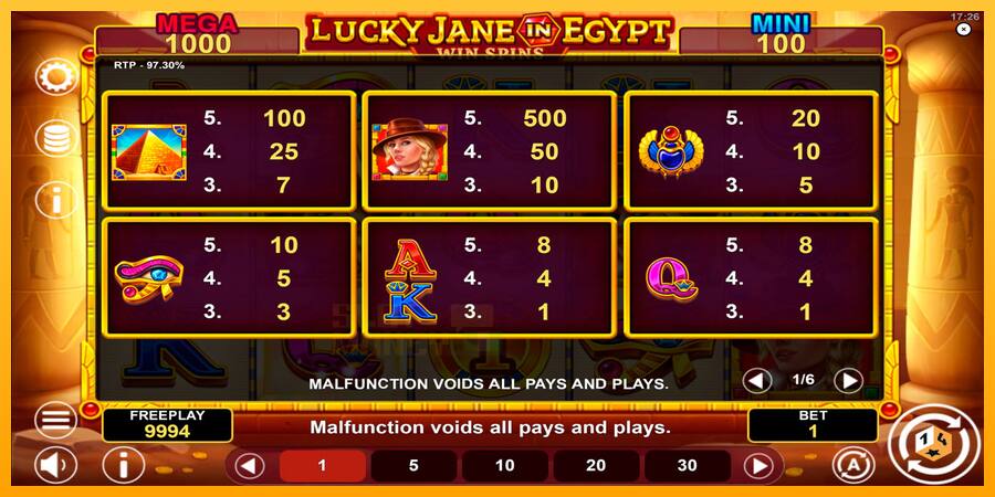 Lucky Jane in Egypt Win Spins játékgép pénzért, kép 6